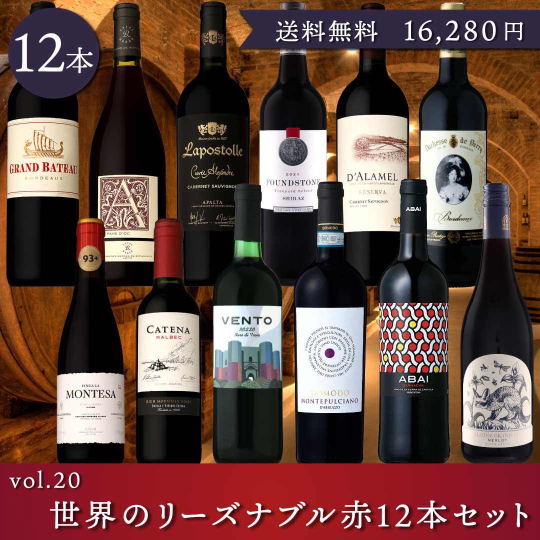 世界のリーズナブル赤12本セットvol.20【送料無料】※倉庫出荷のため、店舗商品と同時注文不可